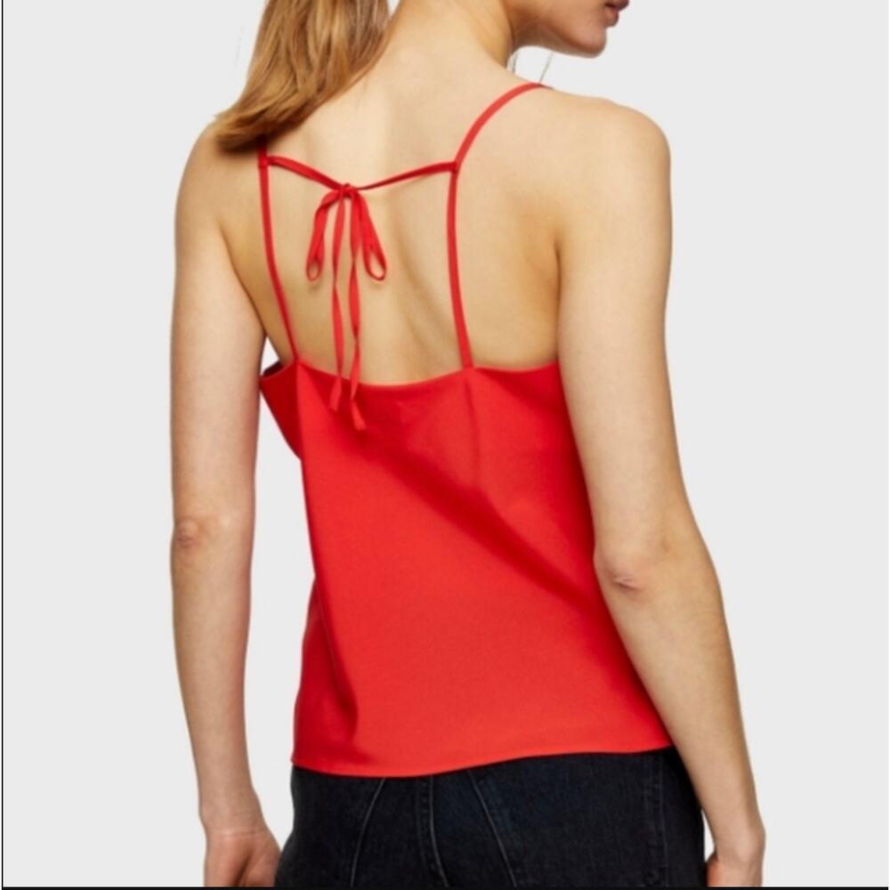 Cowl Neck Camisole Red Satin Slip Tank Women's 8 Y2K Summer Party Date Night - Picture 16 of 16